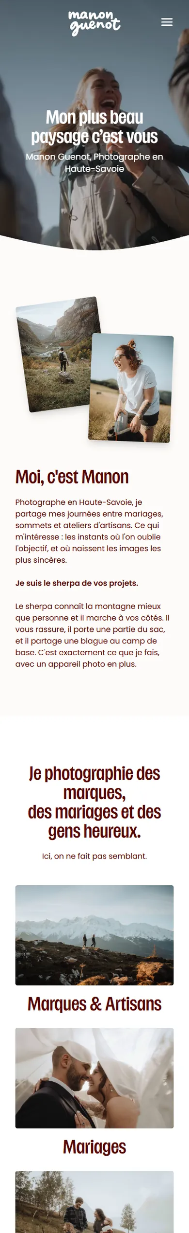 Site Manon Guenot, version mobile